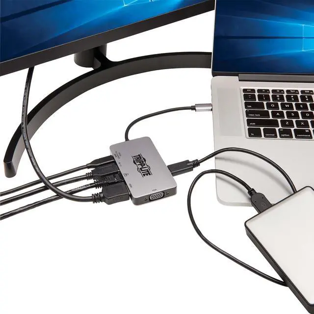Alt view image 2 of 16 - Tripp Lite - U442-DOCK6-GY - Tripp Lite USB C Docking Station 4k USB Hub HDMI VGA Gbe PD Charging Gray - for