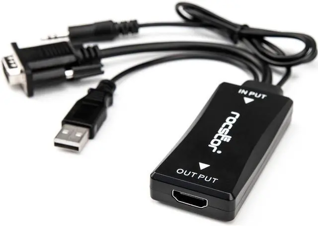 Alt view image 7 of 16 - Rocstor VGA to HDMI Adapter with USB Power & Audio