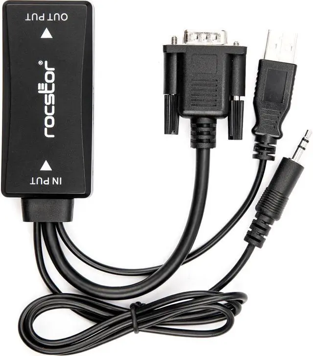 Alt view image 6 of 16 - Rocstor VGA to HDMI Adapter with USB Power & Audio