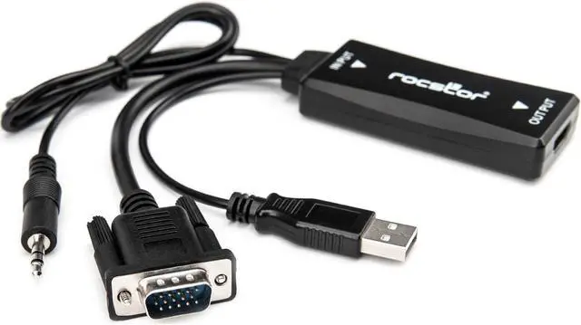 Alt view image 9 of 16 - Rocstor VGA to HDMI Adapter with USB Power & Audio