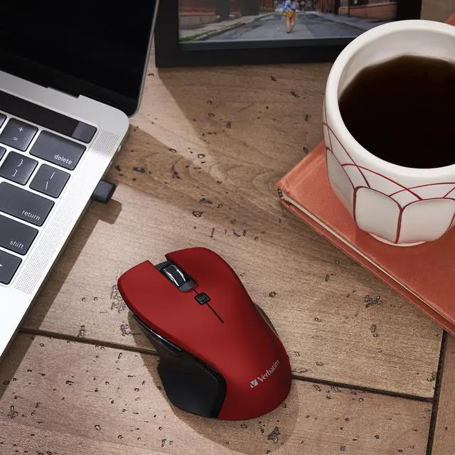 Alt view image 2 of 17 - Verbatim Roll Over Image to Zoom in USB-C Wireless Blue LED Mouse - Red