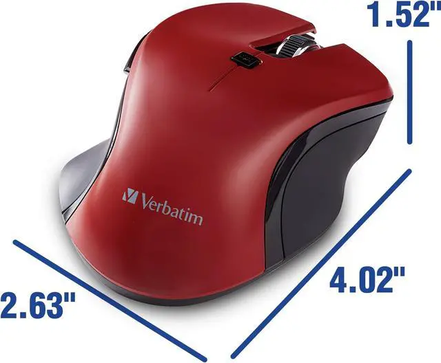 Alt view image 4 of 17 - Verbatim Roll Over Image to Zoom in USB-C Wireless Blue LED Mouse - Red