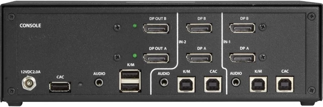 Alt view image 2 of 8 - Black Box KVM Switchbox with CAC - 2 Computer(s) - 1 Local User(s) - 3840 x 2160 - 4 x USB - Desktop - 6 x DisplayPort - TAA Compliant