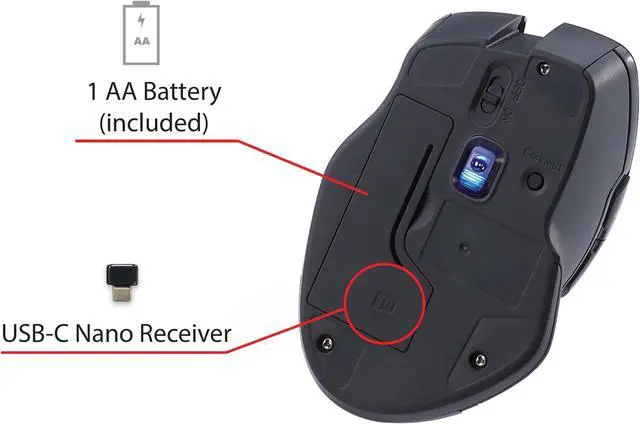 Alt view image 3 of 20 - Verbatim USB-C Wireless Blue LED Mouse Graphite 70245