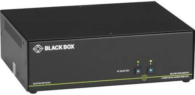 Main image of Black Box KVM Switchbox with CAC - 2 Computer(s) - 1 Local User(s) - 3840 x 2160 - 4 x USB - Desktop - 6 x DisplayPort - TAA Compliant