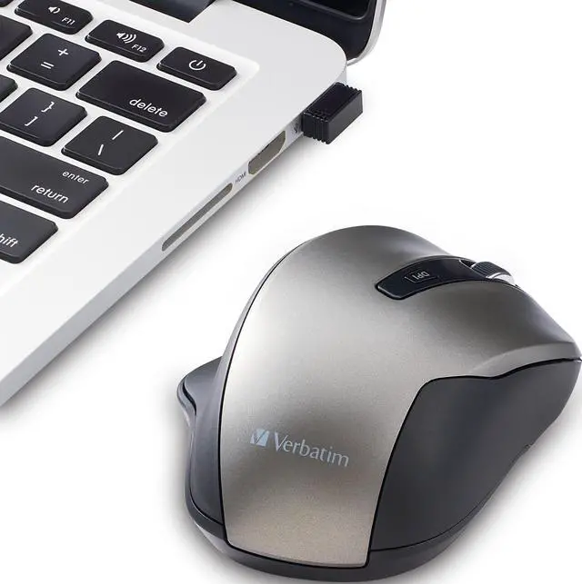 Main image of Verbatim Silent Ergonomic Wireless Blue Led Mouse - Graphite