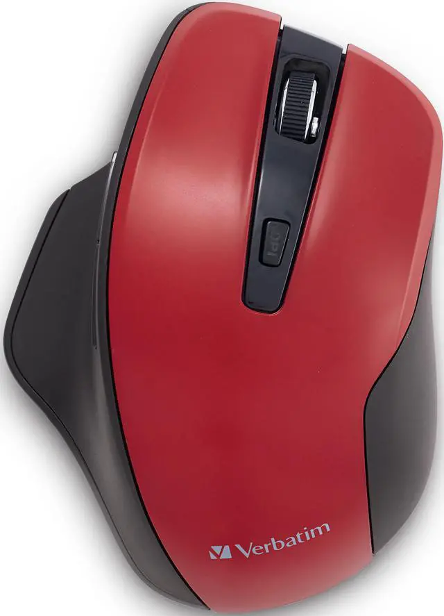 Alt view image 4 of 20 - Verbatim Silent Ergonomic Wireless Blue LED Mouse Red 70243