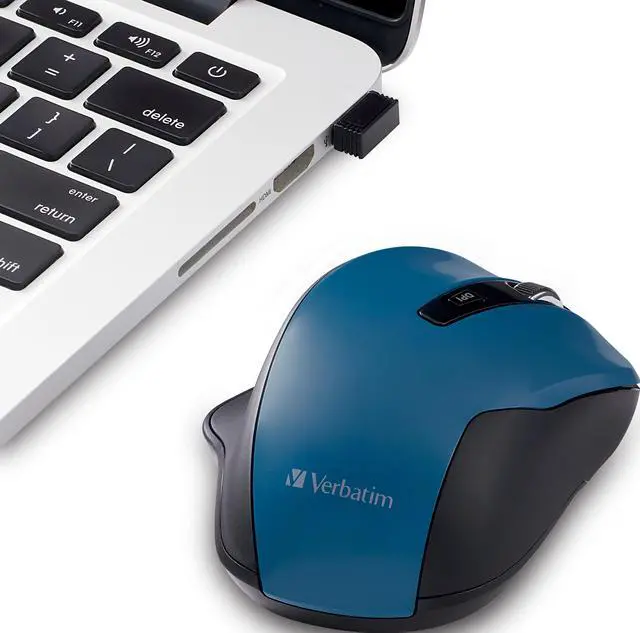Alt view image 5 of 20 - Verbatim Silent Ergonomic Wireless Blue LED Mouse Dark Teal 70244