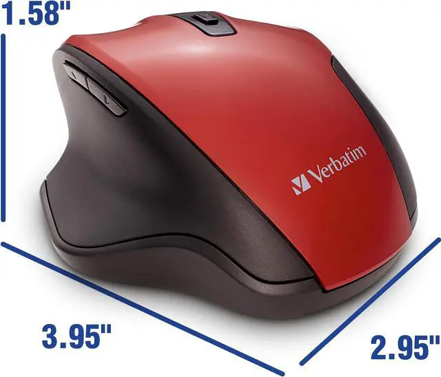 Alt view image 5 of 20 - Verbatim Silent Ergonomic Wireless Blue LED Mouse Red 70243