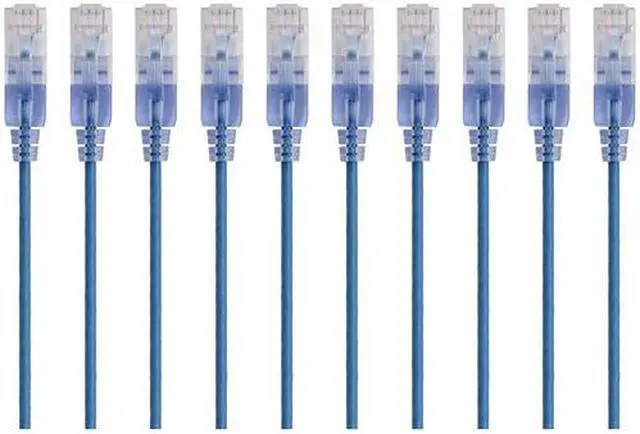 Alt view image 4 of 18 - Monoprice SlimRun Cat6A Ethernet Patch Cable - Network Internet Cord - RJ45, 550Mhz, UTP, Pure Bare Copper Wire, 10G, 30AWG, 1ft, Blue, 10-Pack