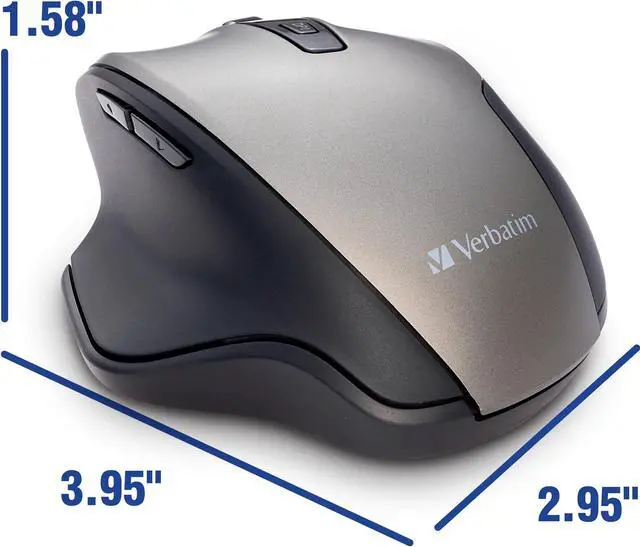 Alt view image 4 of 20 - Verbatim Silent Ergonomic Wireless Blue Led Mouse - Graphite