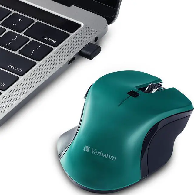 Alt view image 3 of 16 - Verbatim USB-C Wireless Blue LED Mouse Teal 70247