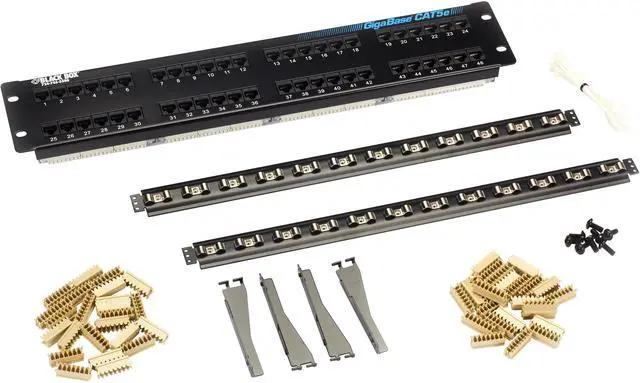 Alt view image 2 of 11 - Black Box GigaBase CAT5e Patch Panel - 2U, Unshielded, 48-Port