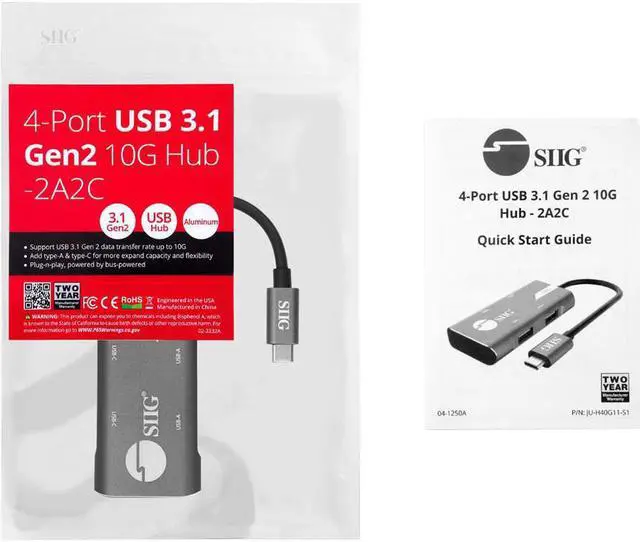 Alt view image 4 of 14 - Siig 4-Port Usb 3.1 Gen 2 10G Hub - 2A2c