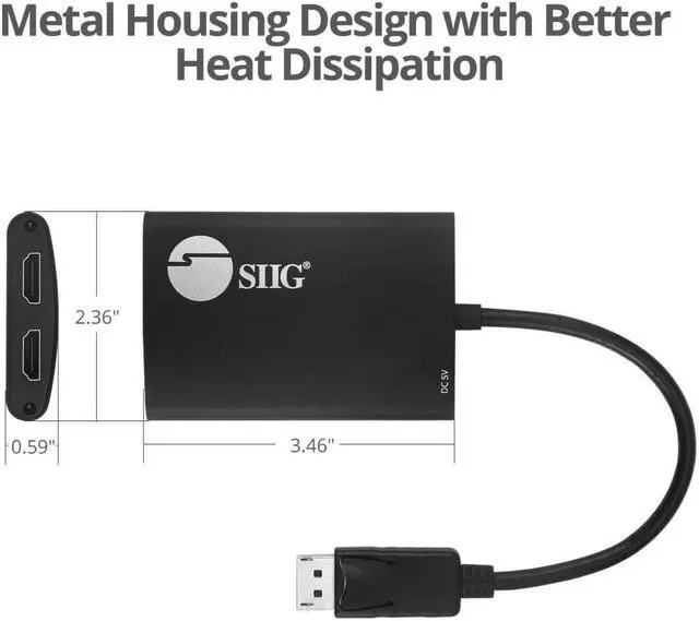 Alt view image 4 of 9 - Siig 1X2 Dp 1.2 To Hdmi Multi Monitor Splitter - 2 Port Mst Hub