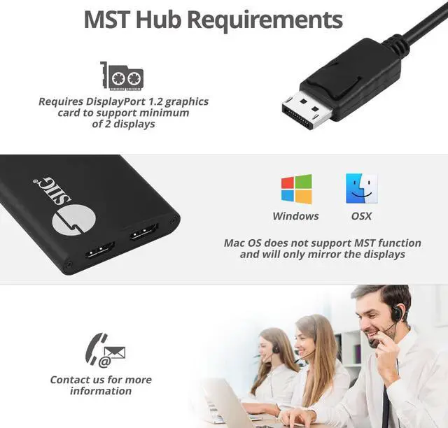 Alt view image 3 of 9 - Siig 1X2 Dp 1.2 To Hdmi Multi Monitor Splitter - 2 Port Mst Hub