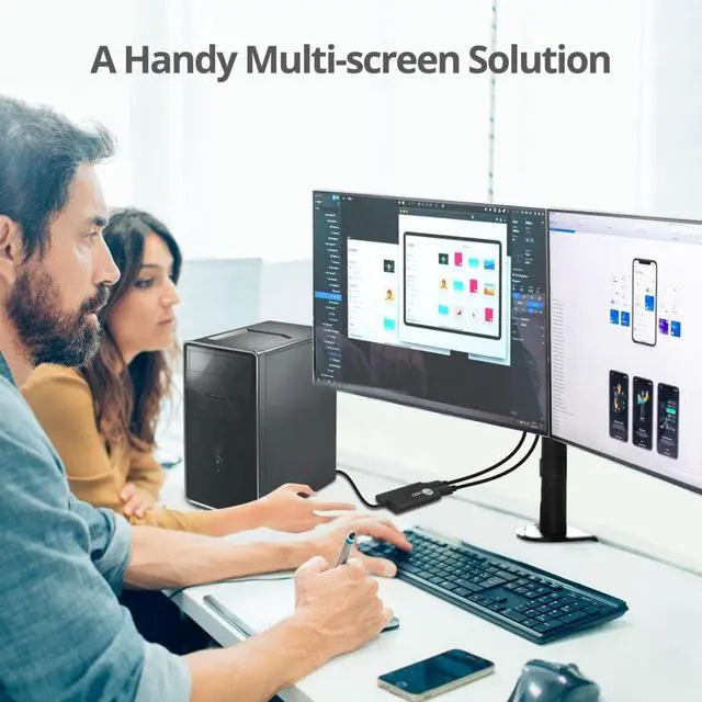 Alt view image 7 of 11 - SIIG 1x2 Mini DP 1.2 to HDMI 2 Port Multi Monitor MST Splitter CEDP0L11S1