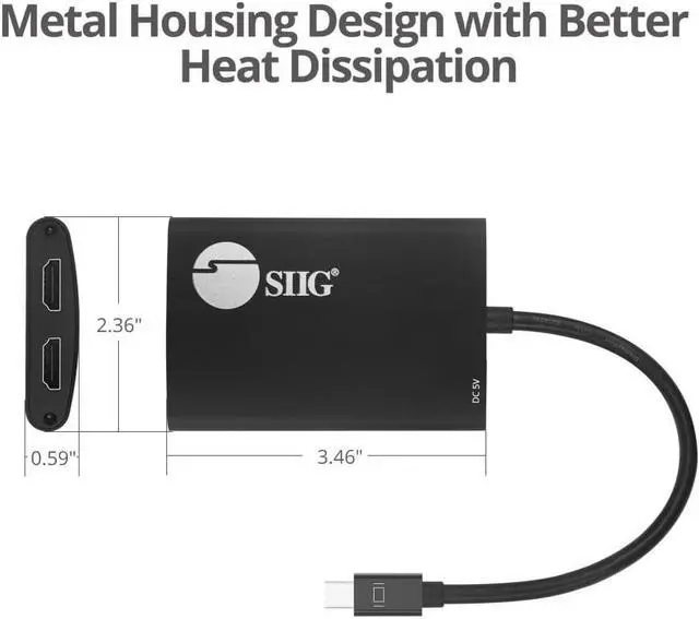 Alt view image 6 of 11 - SIIG 1x2 Mini DP 1.2 to HDMI 2 Port Multi Monitor MST Splitter CEDP0L11S1