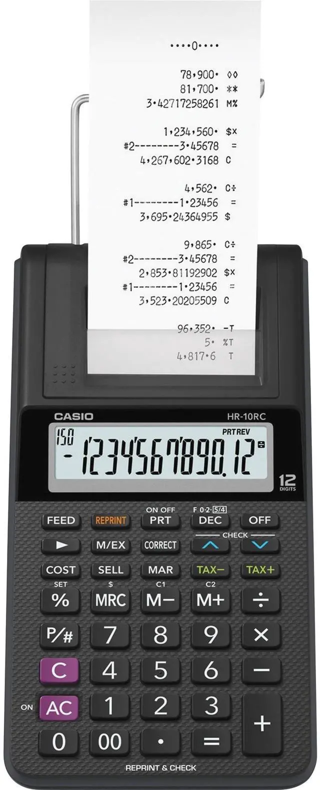 Alt view image 9 of 17 - Casio HR-10RC 12-Digit Printing Calculator Black 24396585
