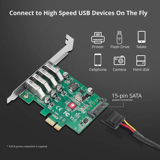 Alt view image 3 of 10 - Siig Dp Usb 3.0 4-Port Pcie Host Card