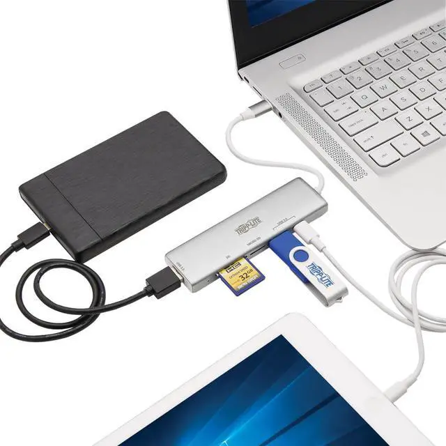 Alt view image 5 of 19 - Tripp Lite USB C Multiport Adapter 2x USB-A 1x USB-C Card Reader U4600022AMC1