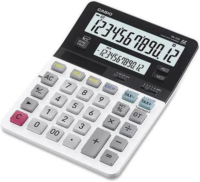 Alt view image 5 of 10 - CASIO DV-220 D-220 Dual Display Calculator, Battery/Solar Powered - 1.4" x 5.3" x 7.4" - White - 1 Each