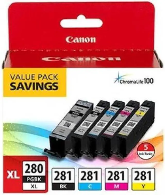 Alt view image 3 of 8 - Canon PGI-280 XL/CLI-281 - Combo Pack - Pigmented Black/Black/Cyan/Magenta/Yellow