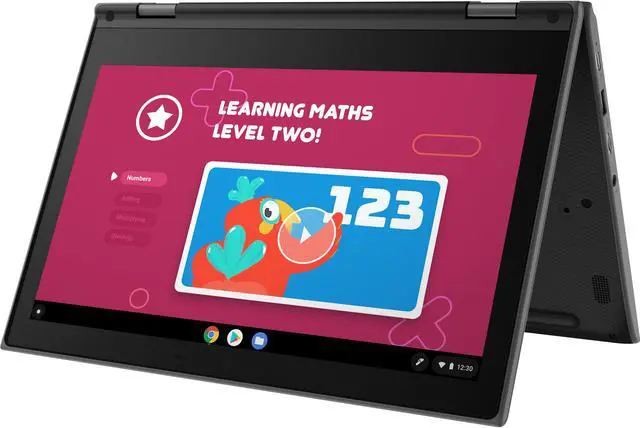 Alt view image 2 of 15 - Lenovo 300e Windows 2nd Gen 81M90061US 11.6" Touchscreen 2 in 1 Notebook - 1366 x 768 - Celeron N4120 - 4 GB RAM - 64 GB Flash Memory - Black - Windows 10 Pro Education 64-bit - Intel UHD Graphic