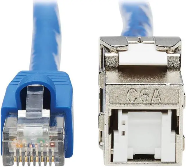 Alt view image 5 of 8 - Tripp Lite Cat6a Keystone Jack Cable Assembly Rj45 M/F 18 In. Blue