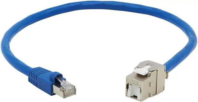 Alt view image 4 of 8 - Tripp Lite Cat6a Keystone Jack Cable Assembly Rj45 M/F 18 In. Blue
