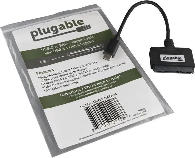 Alt view image 8 of 12 - Plugable SATA Adapter Cable - USB-C to SATA, 6in (15cm)