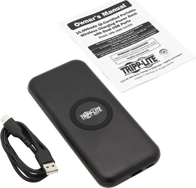 Alt view image 3 of 11 - Tripp Lite UPB-10K0-1U1CQ Power Bank - For USB Device, Smartphone, iPhone, Mobile Device - Lithium Ion (Li-Ion) - 10000 mAh - 3 A - 5 V DC Output - 5 V DC, 9 V DC Input - 2 x - Black