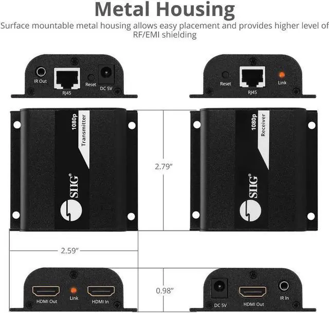 Main image of SIIG Full HD HDMI Extender over Cat5e/6 with IR 164ft CEH26011S1