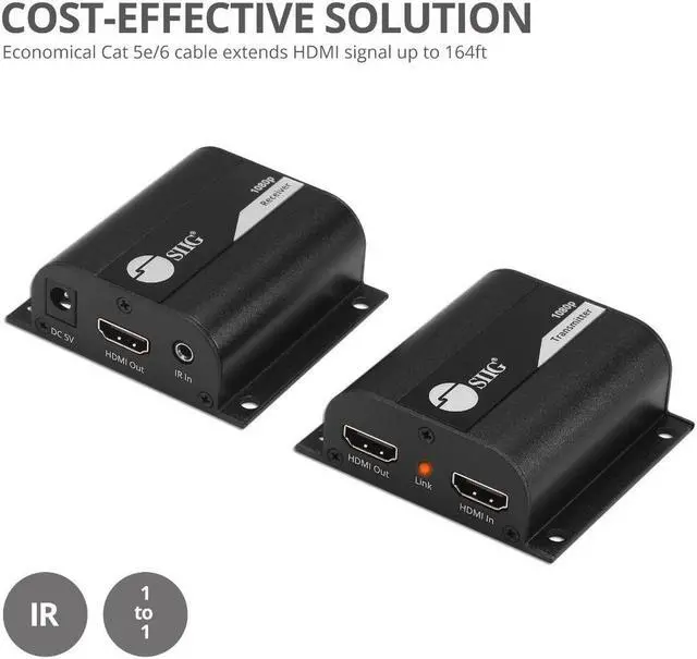 Alt view image 5 of 9 - SIIG Full HD HDMI Extender over Cat5e/6 with IR 164ft CEH26011S1