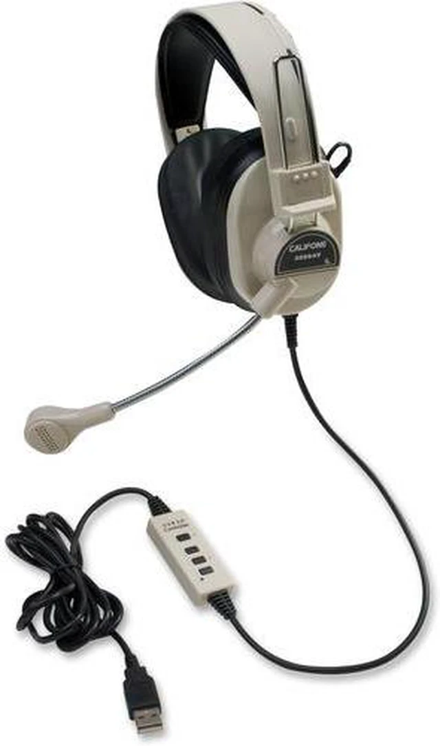 Alt view image 2 of 2 - Ergoguys 3066AV-USB USB Connector Circumaural Califone Deluxe Stereo Headphone W/ Boom Mic USB