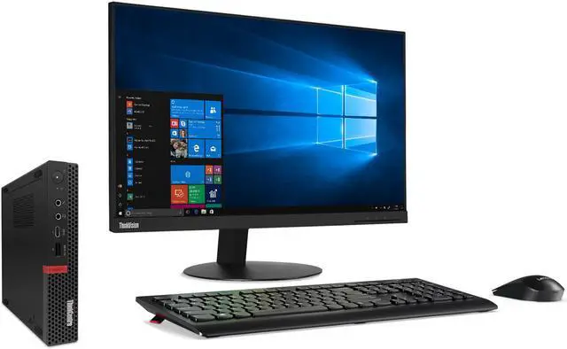 Alt view image 2 of 10 - Lenovo ThinkCentre M720q 10T700CNUS Desktop Computer - Core i5 i5-9400T - 8 GB RAM - 256 GB SSD - Tiny - Black - Windows 10 Pro 64-bit - Intel UHD Graphics 630 - English Keyboard - Wireless LAN - Blue
