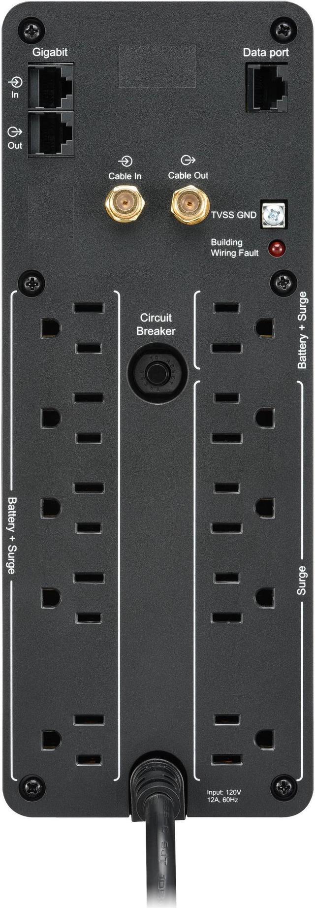 Alt view image 6 of 11 - APC BN1500M2 Back-UPS Pro, 1500VA, Tower, 120V, 10 NEMA 5-15R outlets, LCD, 1 USB Type C + 1 USB Type A ports - External - 16 Hour Recharge - 3.10 Minute Stand-by - 120 V Input - 120 V AC Output