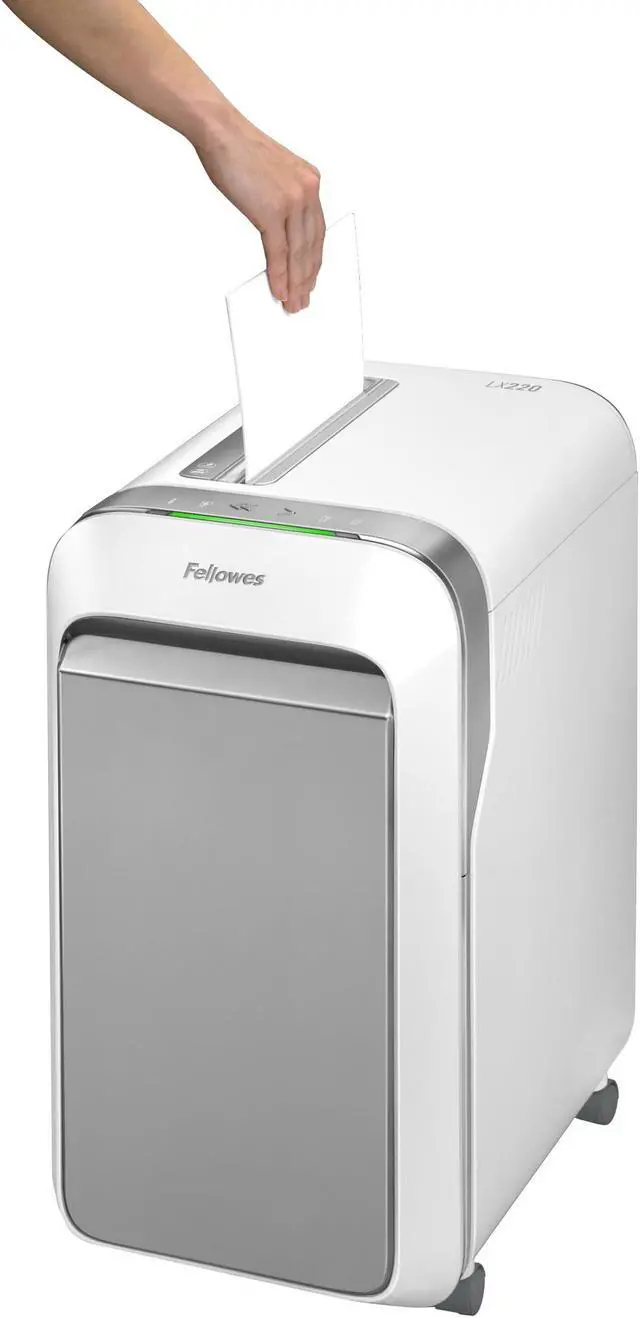 Alt view image 7 of 20 - Fellowes - 5015501 - Fellowes Powershred LX220 Micro-Cut Shredder (White) - Micro Cut - 20 Per Pass - for shredding