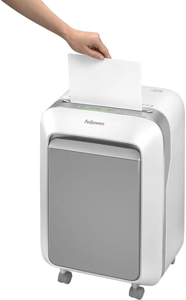 Alt view image 4 of 20 - Fellowes - 5015301 - Fellowes Powershred LX210 Micro-Cut Shredder (White) - Micro Cut - 16 Per Pass - for shredding