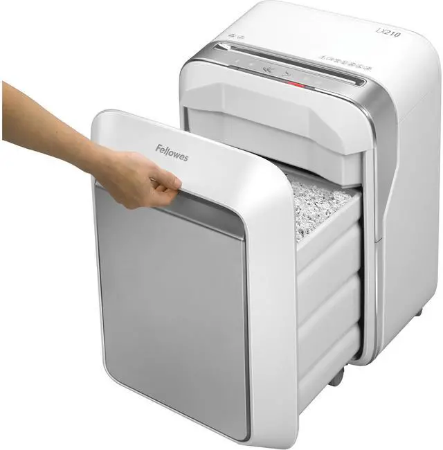 Alt view image 7 of 20 - Fellowes - 5015301 - Fellowes Powershred LX210 Micro-Cut Shredder (White) - Micro Cut - 16 Per Pass - for shredding