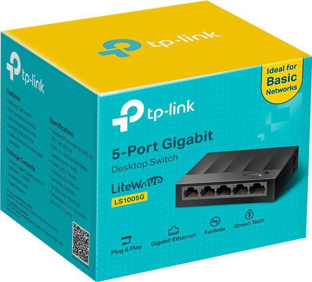 TP-Link Litewave 5 Port Gigabit Ethernet Switch, Desktop Ethernet Splitter, Plastic Case, Unshielded Network Switch, Plug & Play, Fanless Quiet