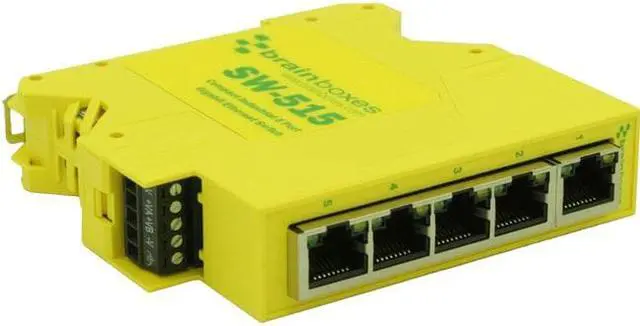 Alt view image 7 of 10 - Brainboxes - SW-515 - Brainboxes Compact Industrial 5 Port Gigabit Ethernet Switch DIN Rail Mountable - 5 Ports - TAA