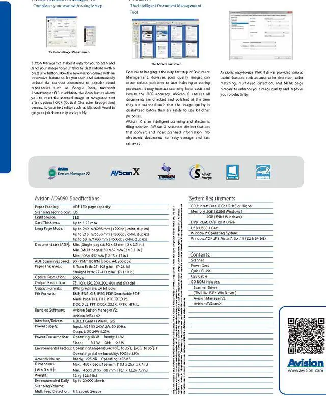 Alt view image 7 of 7 - Avision AD6090 Color ADF A3 Size Document Scanner 90 ppm/180ipm in Color, 150-page ADF. Ultrasonic double-feed detection capability. High-Volume Daily Duty Cycle 20,000 pages per day.