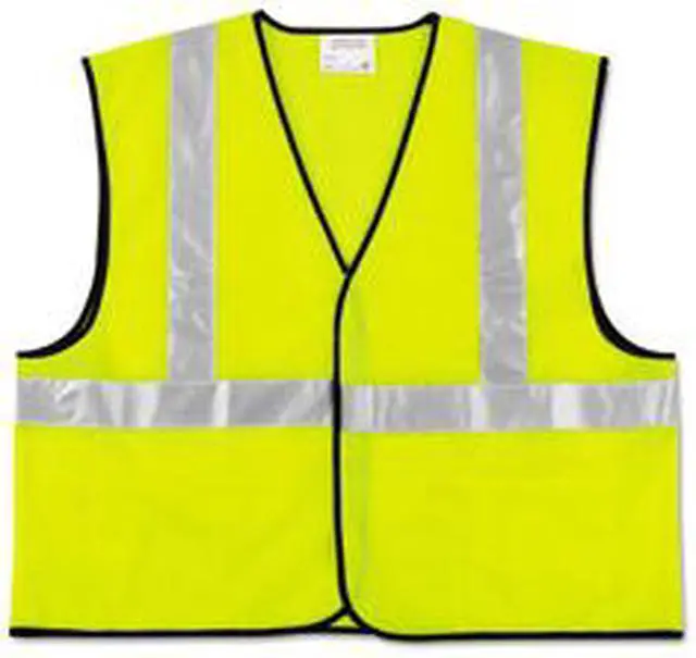 Main image of Crews VCL2SLXL Class 2 Safety Vest, Fluorescent Lime w/Silver Stripe, Polyester, XL