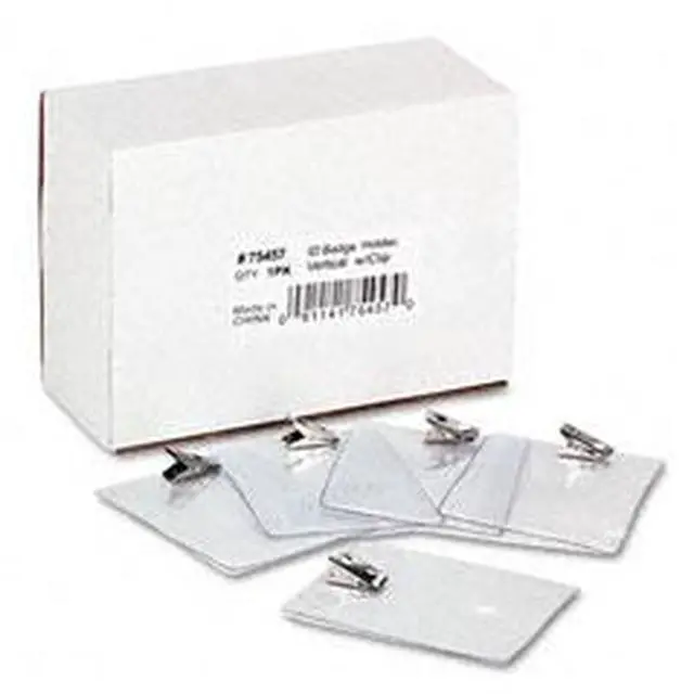 Alt view image 3 of 11 - Id Badge Holder W/Clip, Vertical, 3W X 4H, Clear, 50/Pack