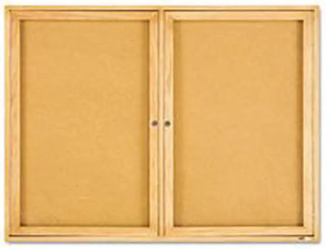 Alt view image 2 of 20 - Quartet Enclosed Bulletin Board Natural Cork/Fiberboard 48 x 36 Oak Frame 364