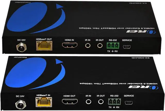 Main image of 4K UltraHD Extender over HDBaseT by OREI , Balun Full 18Gbps Over CAT 5/6/7 Ethernet Cable - IR Signal - 230 Ft @ 1080P - 130 Ft @ 4K 60hz