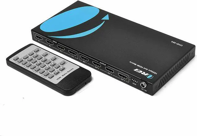 Main image of 4x4 HDMI 4K Matrix Switch/Splitter by OREI (4-input, 4-output) with Remote Control Supports UltraHD 4K@60Hz 4:4:4, HDR, YUV, HDMI 2.0, HDCP 2.2, 3D, 1080p, 18 GBPS - Downscaler (4K & 1080p Together)