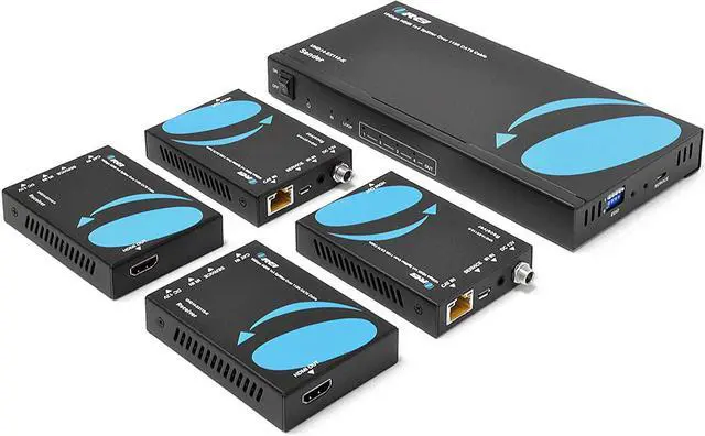 Main image of 1x4 HDMI Extender Splitter 4K by Orei Multiple Over Single Cable CAT6/7 4K@60Hz 4:4:4 HDCP 2.2 with IR Remote EDID Management - Up to 115 Ft - Loop Out - Low Latency - Full Support (UHD14-EX115-K)