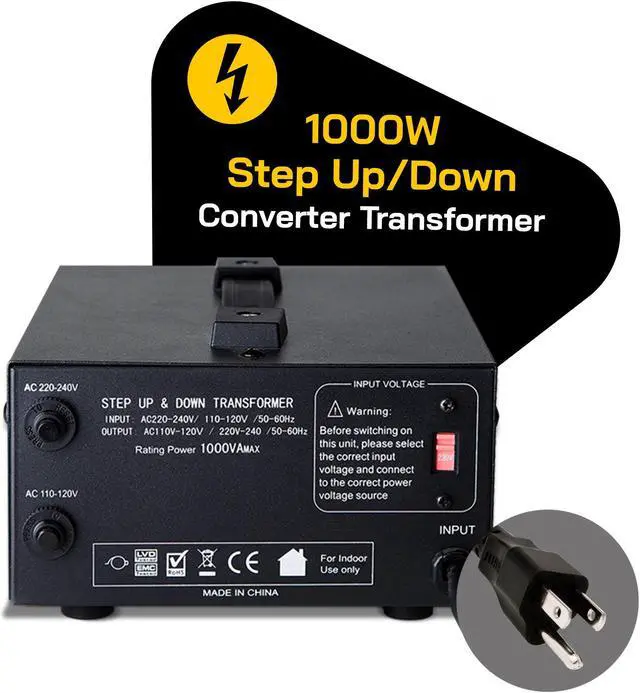 Alt view image 2 of 7 - ELC T-1000+ 1000-Watt Voltage Converter Transformer - Step Up/Down - 110V/220V - Circuit Breaker Protection -Heavy Duty/High Quality